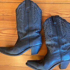 Authentic leather black cowboy boots